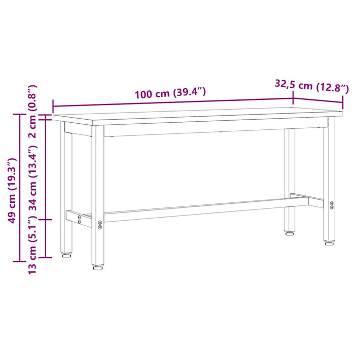 Bancă de Dining Alb 100 x 32,5 x 49 cm Lemn masiv de pin - WALTI WALTI