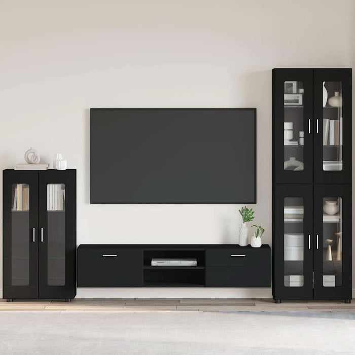 Bufet cu raft cu ușă Negru 55,5 x 29 x 103 cm Lemn compozit - WALTI WALTI