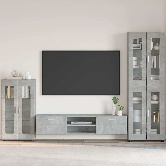 Bufet cu raft Gri din beton 55,5 x 29 x 103 cm Lemn compozit - WALTI WALTI