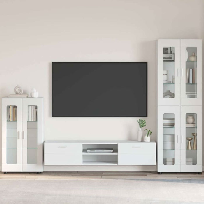 Bufet cu raft Alb lucios 55,5 x 29 x 103 cm Lemn compozit - WALTI WALTI