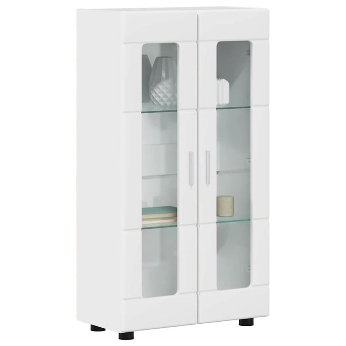 Bufet cu raft Alb lucios 55,5 x 29 x 103 cm Lemn compozit - WALTI WALTI
