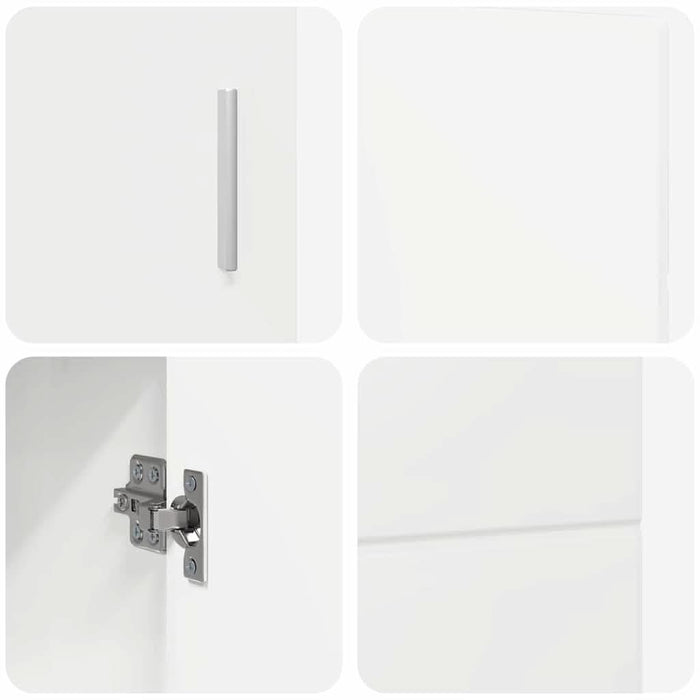 Bufet cu raft Alb lucios 88,5 x 30,5 x 55,5 cm Lemn compozit - WALTI WALTI