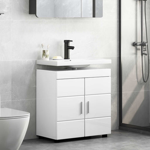 Set dulap baie TULUM Alb lucios 60 x 34 x 63 cm Lemn compozit - WALTI WALTI