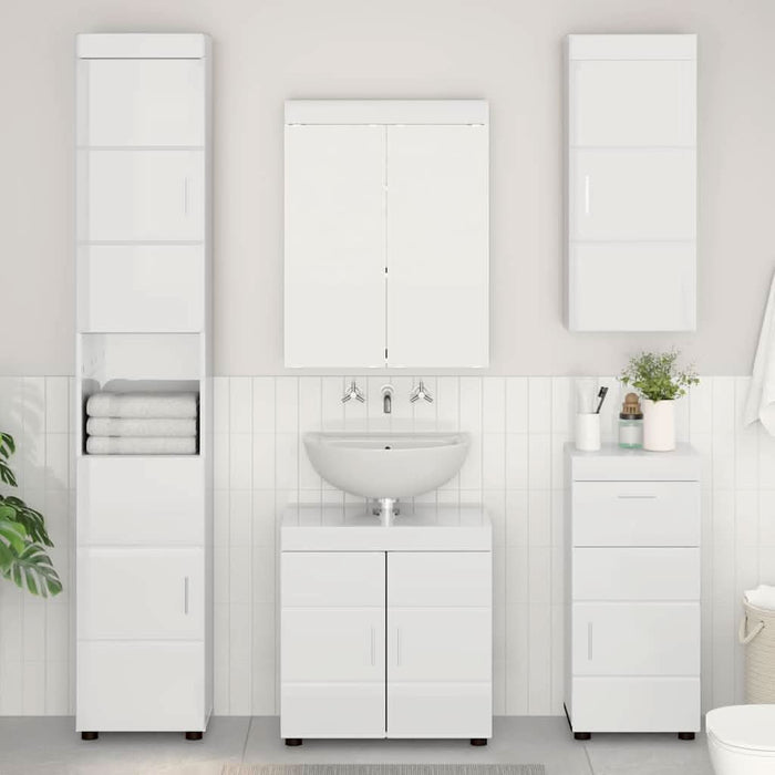 Dulap de perete pentru baie TULUM Alb lucios 37 x 24,5 x 86 cm - WALTI WALTI