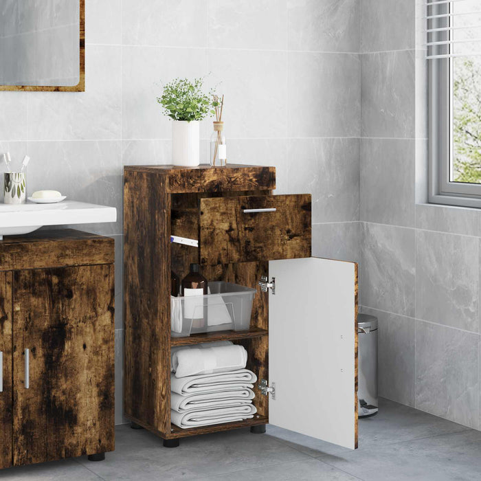 Set dulap baie cu sertar TULUM Stejar fumuriu 37 x 31,5 x 82 cm - WALTI WALTI