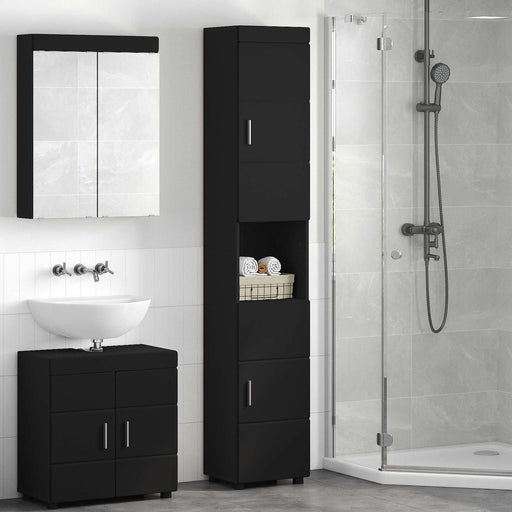 Set dulap baie TULUM Negru 37 x 31,5 x 203 cm Lemn compozit - WALTI WALTI