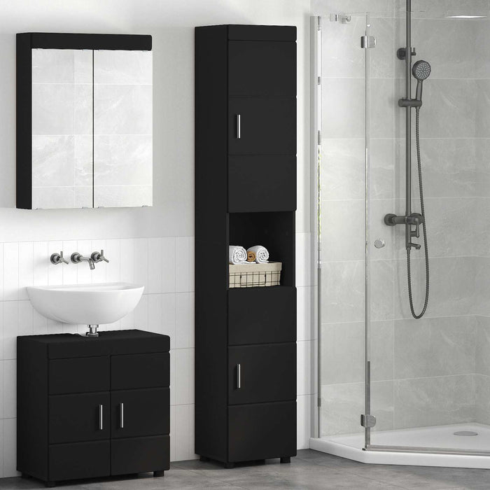 Set dulap baie TULUM Negru 37 x 31,5 x 203 cm Lemn compozit - WALTI WALTI