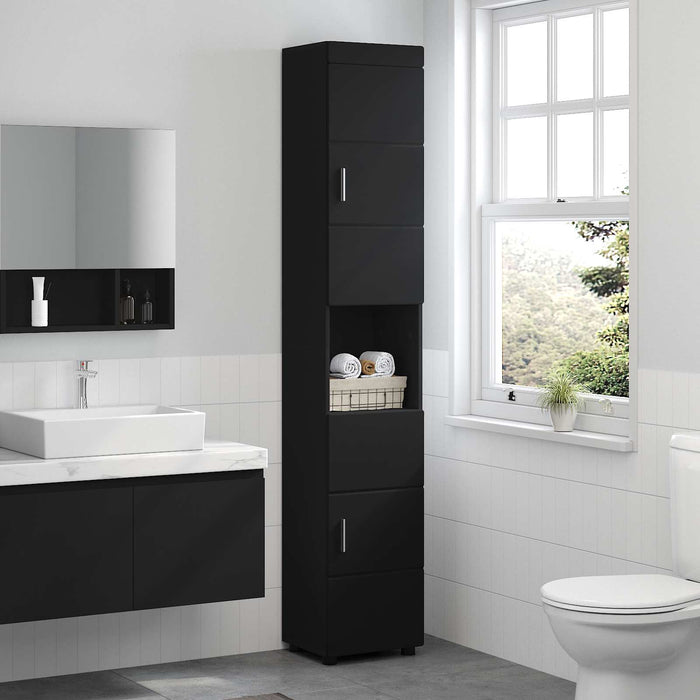 Set dulap baie TULUM Negru 37 x 31,5 x 203 cm Lemn compozit - WALTI WALTI