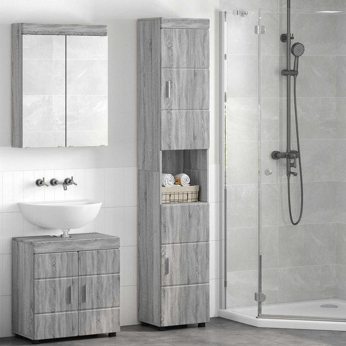 Set dulap baie TULUM Gri Sonoma 37 x 31,5 x 203 cm WALTI