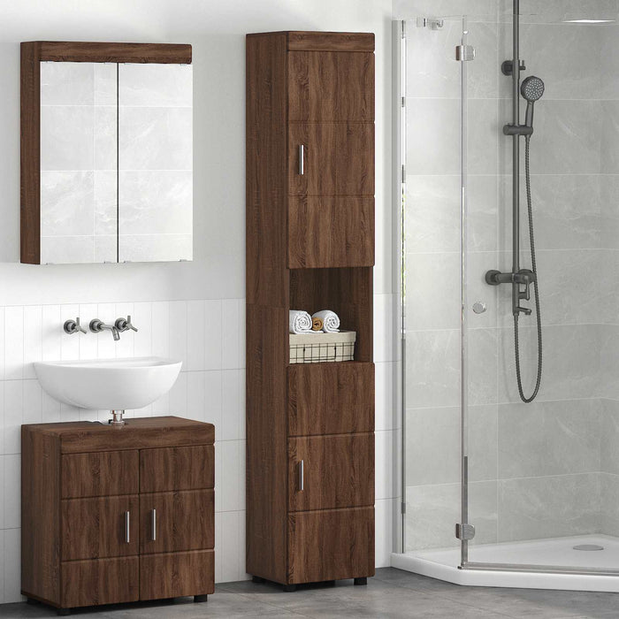 Set dulap baie TULUM Stejar închis 37 x 31,5 x 203 cm WALTI