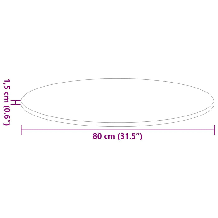 Placă de masă Ø 80 x 1,5 cm Rotund Lemn prelucrat WALTI