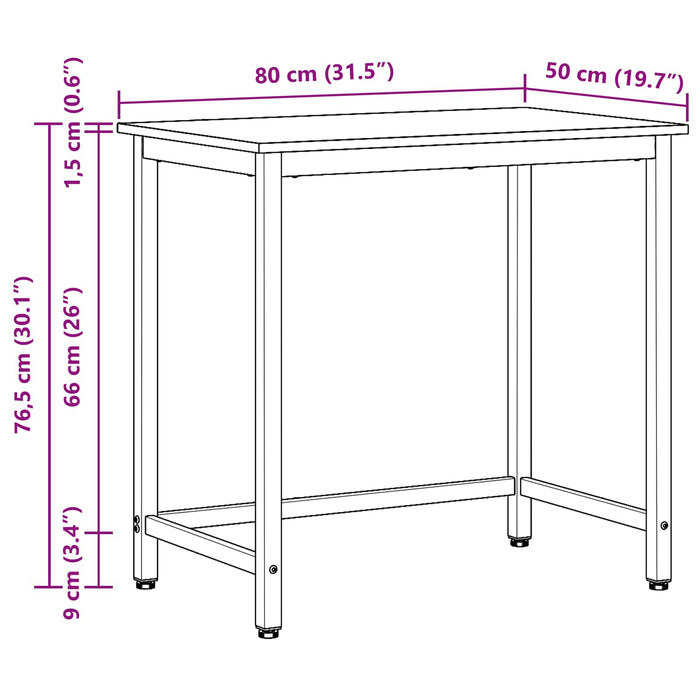 masă Stejar Sonoma 80 x 50 x 76,5 cm Lemn ingineresc și oțel - WALTI WALTI