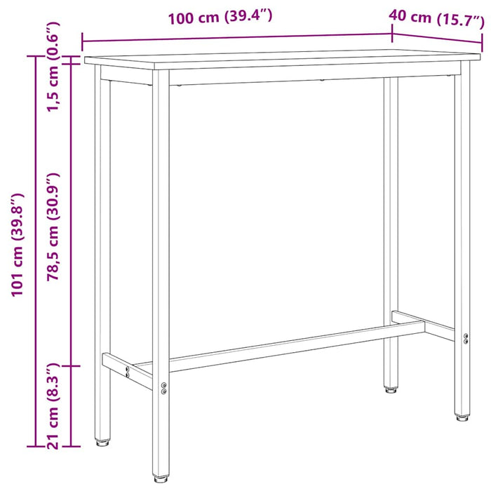 masă Alb 100 x 40 x 101 cm Lemn ingineresc și oțel - WALTI WALTI