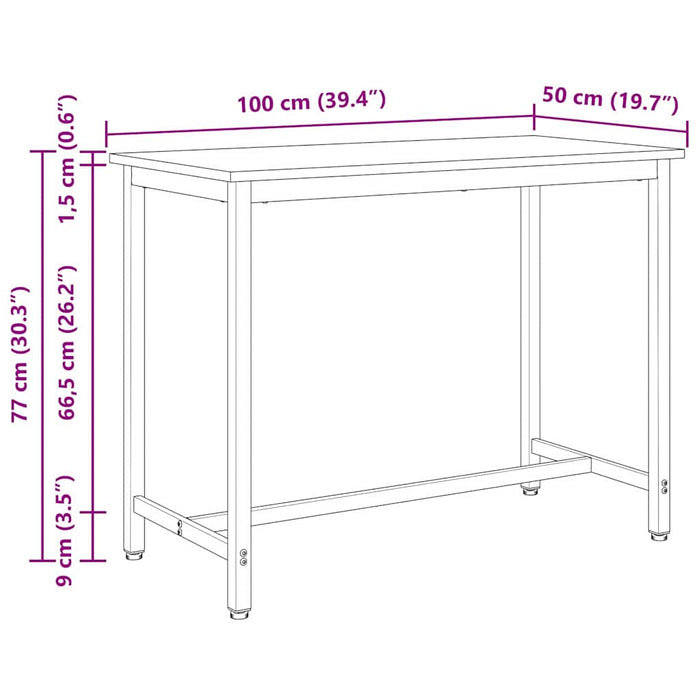 masă Alb 100 x 50 x 77 cm Lemn ingineresc și oțel WALTI