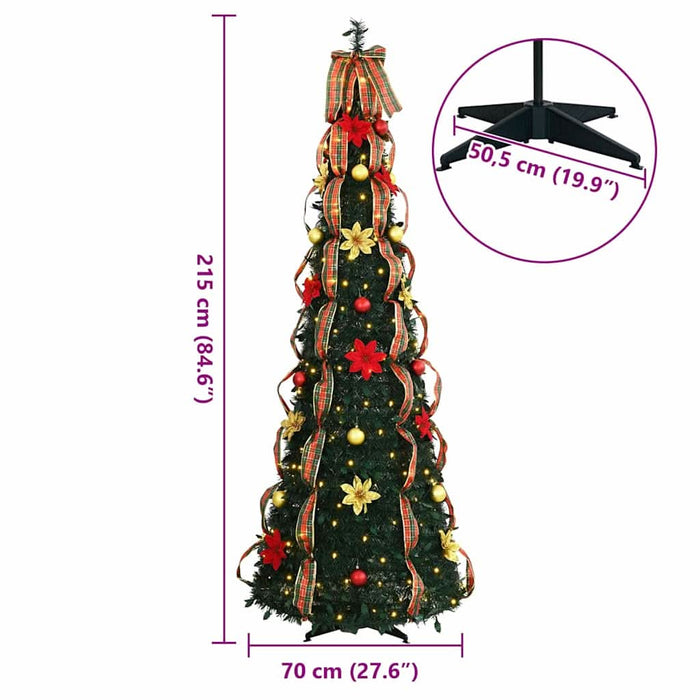 Brad de Crăciun artificial cu 200 LED Verde 210 cm PVC - WALTI WALTI