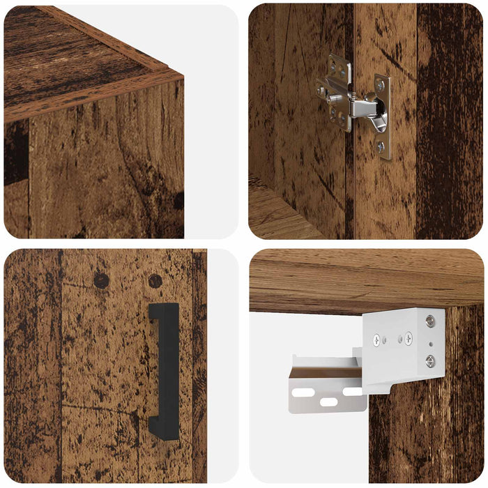 Dulap montat pe perete 2 pcs Lemn vechi 69,5 x 34 x 90 cm - WALTI WALTI