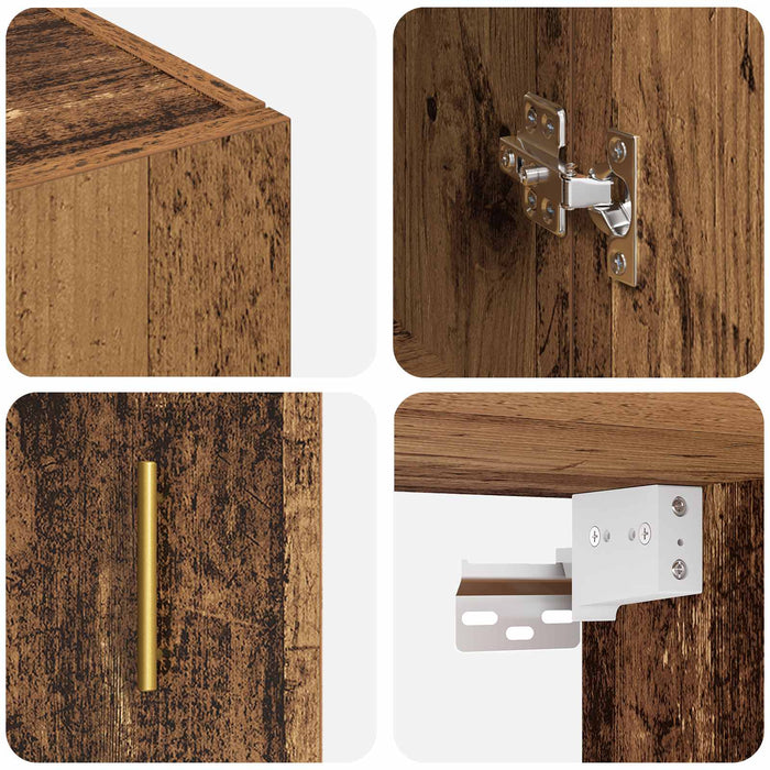 Dulap montat pe perete 2 pcs Lemn vechi 69,5 x 34 x 90 cm - WALTI WALTI