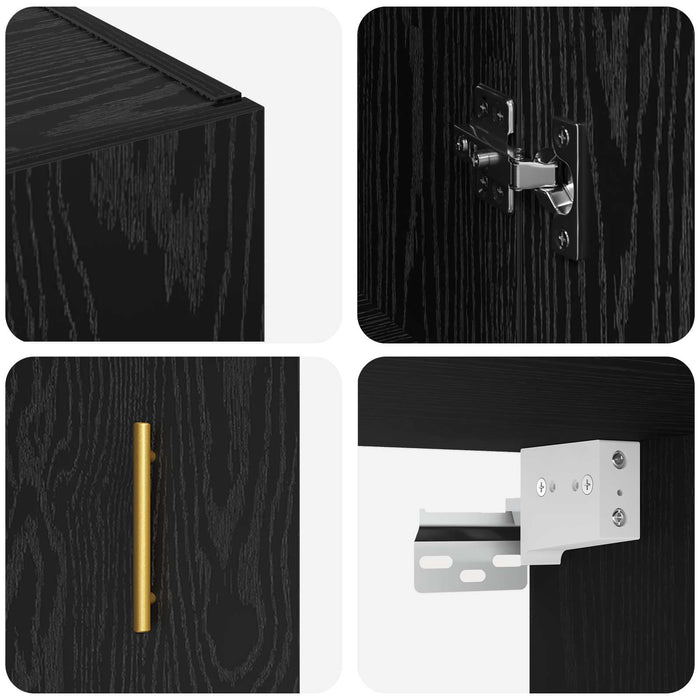 Dulap montat pe perete 2 pcs Stejar Negru 69,5 x 34 x 90 cm - WALTI WALTI