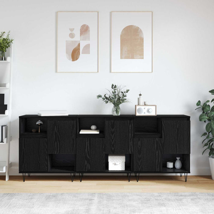 Bufet 3 pcs Stejar Negru 60 x 35 x 70 cm - WALTI WALTI