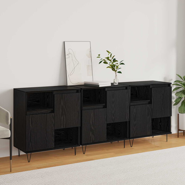 Bufet 3 pcs Stejar Negru 60 x 35 x 70 cm - WALTI WALTI