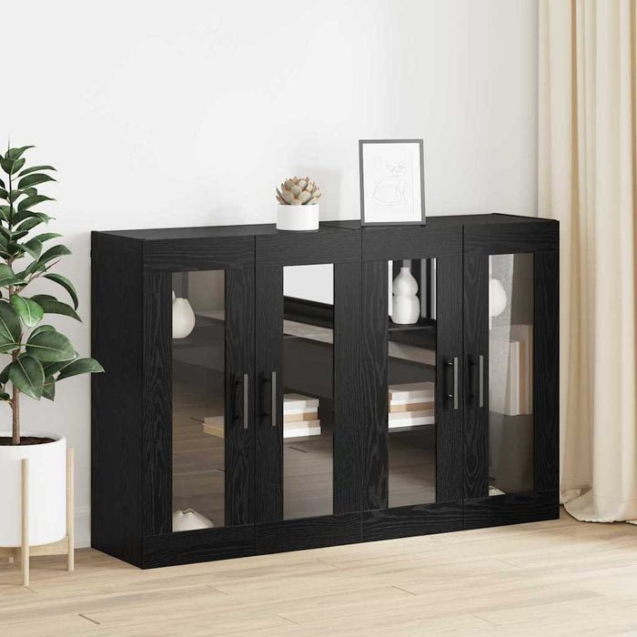 Mobilier cu Montaj pe Perete cu raft Pe perete cu depozitare cu ușă 2 pcs Stejar negru - WALTI WALTI