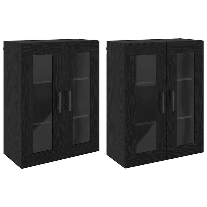 Mobilier cu Montaj pe Perete cu raft Pe perete cu depozitare cu ușă 2 pcs Stejar negru - WALTI WALTI