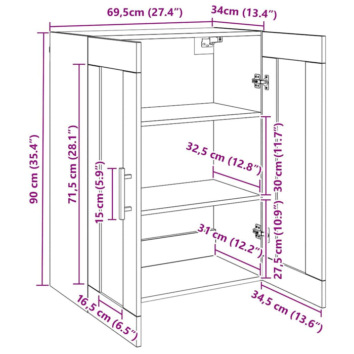 Mobilier cu Montaj pe Perete cu raft Pe perete cu depozitare cu ușă 2 pcs Stejar negru - WALTI WALTI