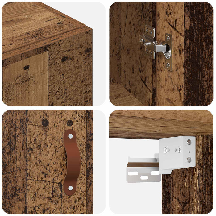 Dulap montat pe perete 2 pcs Lemn vechi 69,5 x 34 x 90 cm - WALTI WALTI