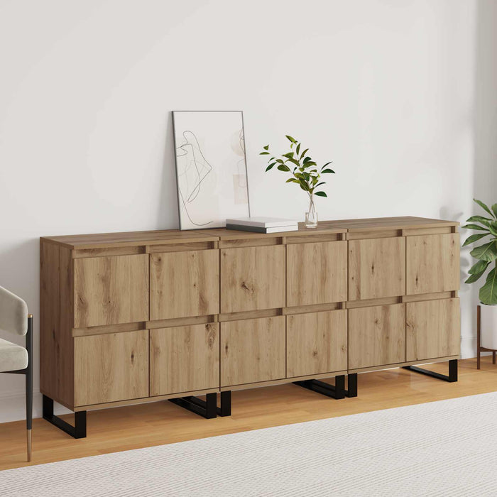 Bufet 3 pcs Stejar Artizanal 60 x 35 x 70 cm - WALTI WALTI
