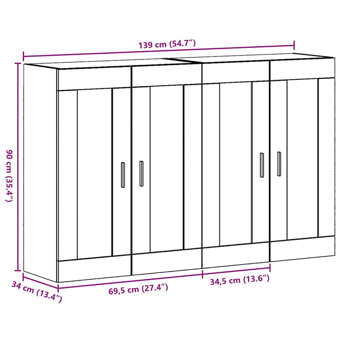 Mobilier cu Montaj pe Perete 2 pcs Lemn vechi 69.5 x 34 x 90 cm - WALTI WALTI