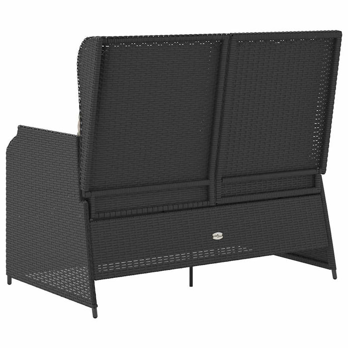 Bancă de grădină cu pernă Negru Rattan poli - WALTI WALTI