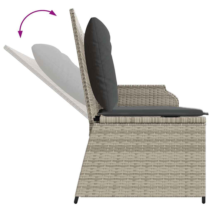 Bancă de grădină cu pernă Gri deschis Rattan poli - WALTI WALTI