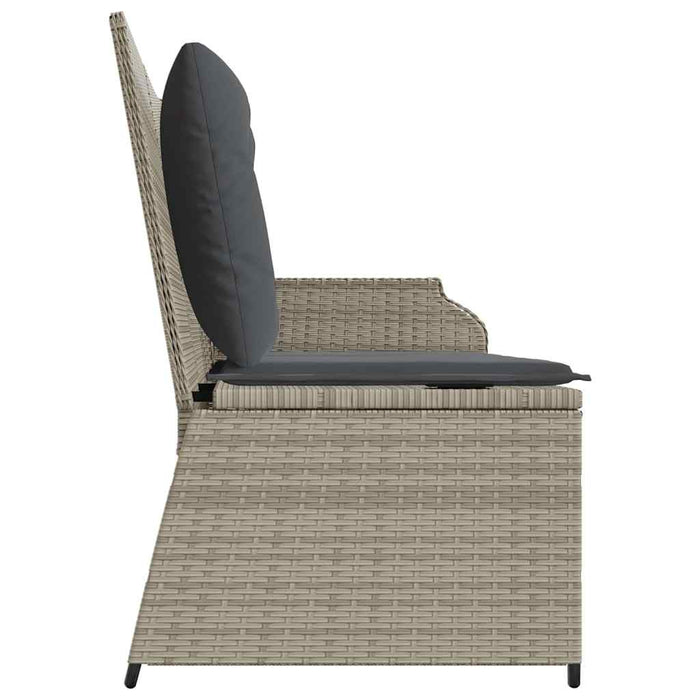Bancă de grădină cu pernă Gri deschis Rattan poli - WALTI WALTI
