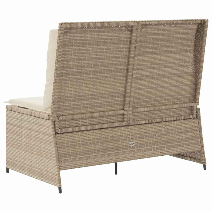 Bancă de grădină cu pernă Bej Rattan poli - WALTI WALTI
