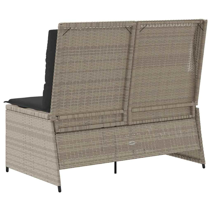 Bancă de grădină cu pernă Gri deschis Rattan poli - WALTI WALTI
