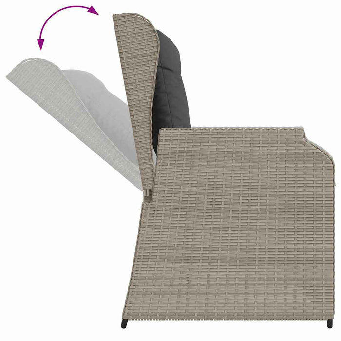 Bancă de grădină cu pernă Gri deschis Rattan poli - WALTI WALTI