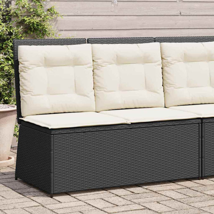 Bancă de grădină cu pernă Negru Rattan poli - WALTI WALTI