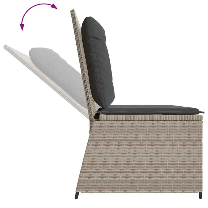 Bancă de grădină cu pernă Gri deschis Rattan poli - WALTI WALTI
