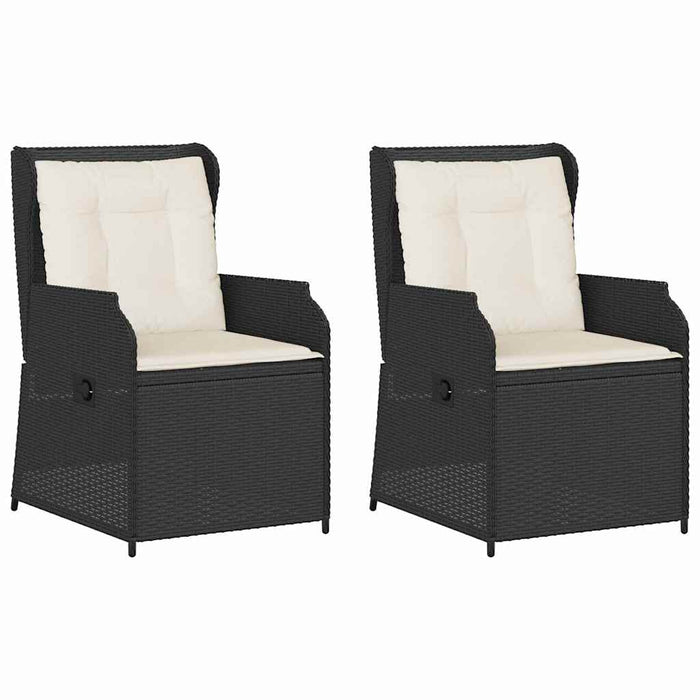 Bancă de grădină 2 pcs Negru poliratan WALTI