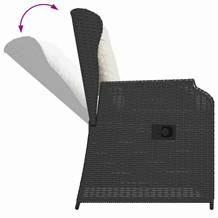 Bancă de grădină 2 pcs Negru poliratan WALTI
