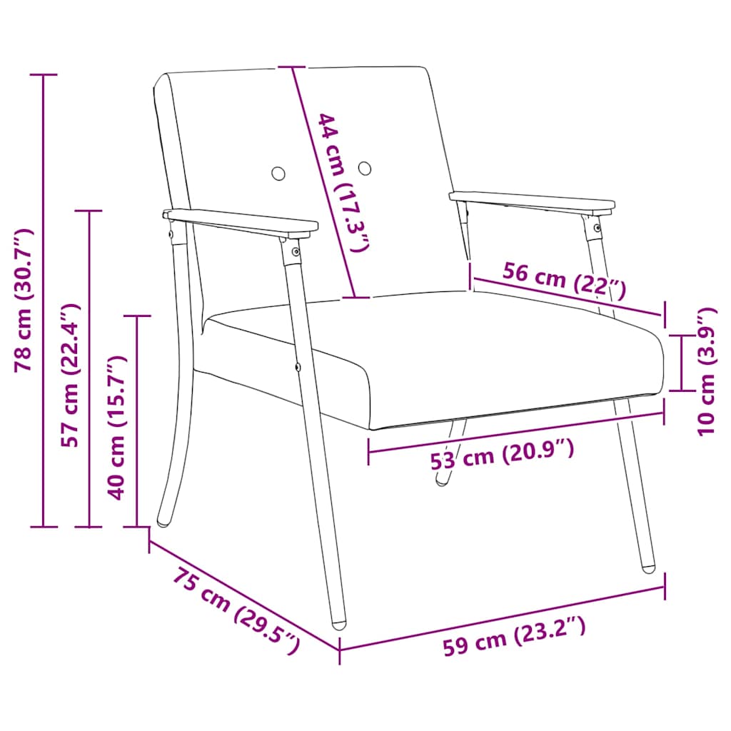 fotoliu Roșu Vin 59 x 75 x 78 cm țesătură - WALTI