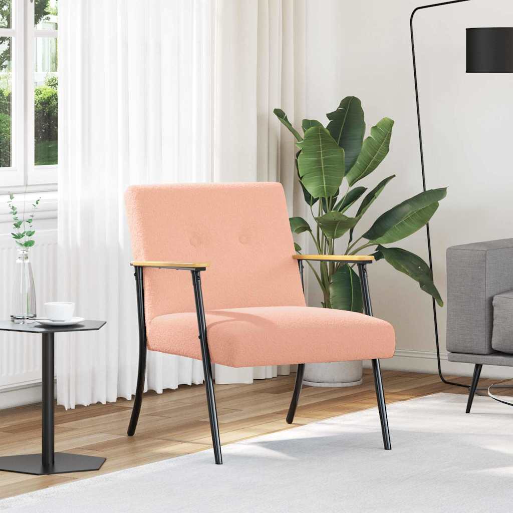 fotoliu Roz 59 x 75 x 78 cm Țesătură moale asemănătoare lânii - WALTI