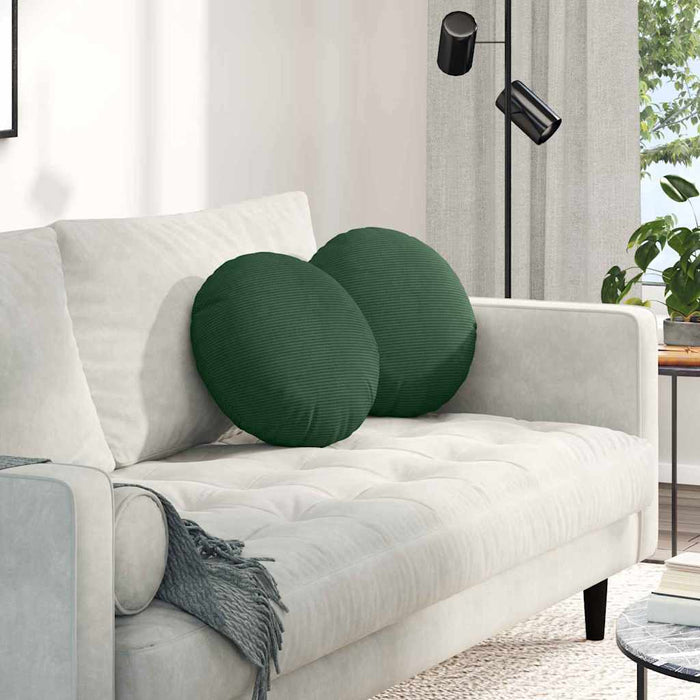 Perne de Șezut 2 pcs Verde închis Ø 40 cm Țesătură din corduroy - WALTI WALTI