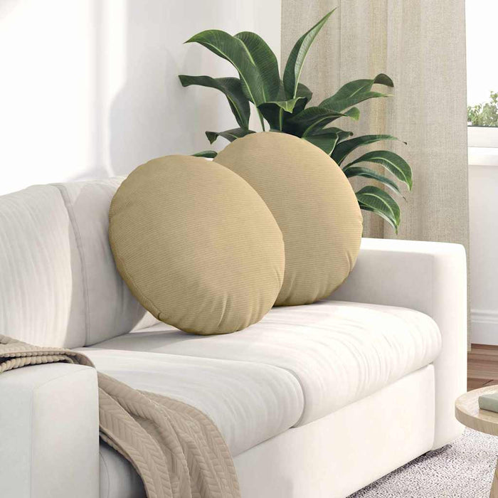 Perne de Șezut 2 pcs Gri Verde Ø 50 cm Țesătură din corduroy - WALTI WALTI