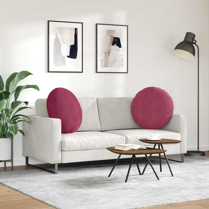 Perne de Șezut 2 pcs Roșu Vin Ø 80 x 29 cm Catifea - WALTI WALTI