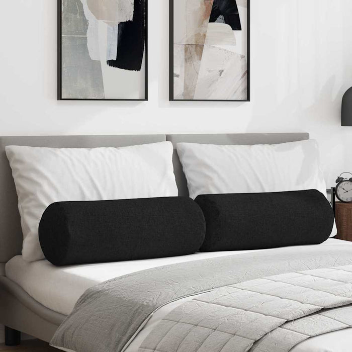 Perne Bolster 2 pcs Negru Ø 25 x 70 cm țesătură - WALTI WALTI