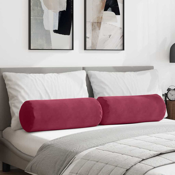 Perne Bolster 2 pcs Roșu Vin Ø 25 x 70 cm Țesătură din corduroy - WALTI WALTI