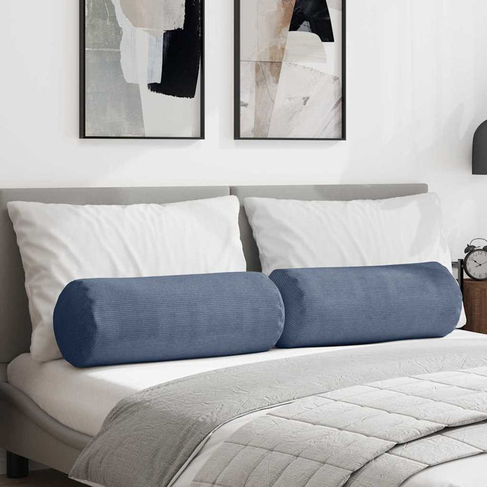 Perne Bolster 2 pcs albastru Ø 25 x 70 cm Țesătură din corduroy - WALTI WALTI
