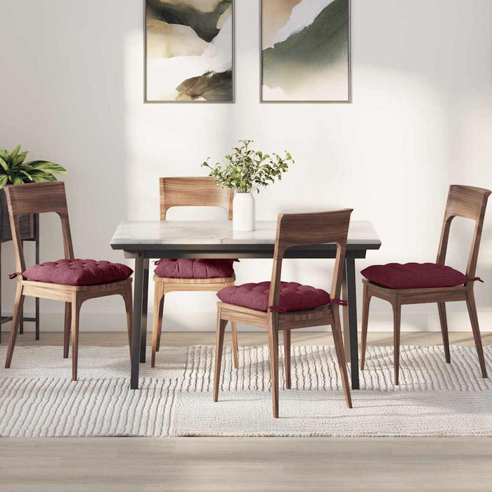 Perne de Șezut 4 pcs Roșu Vin 40 x 40 x 6 cm țesătură - WALTI WALTI