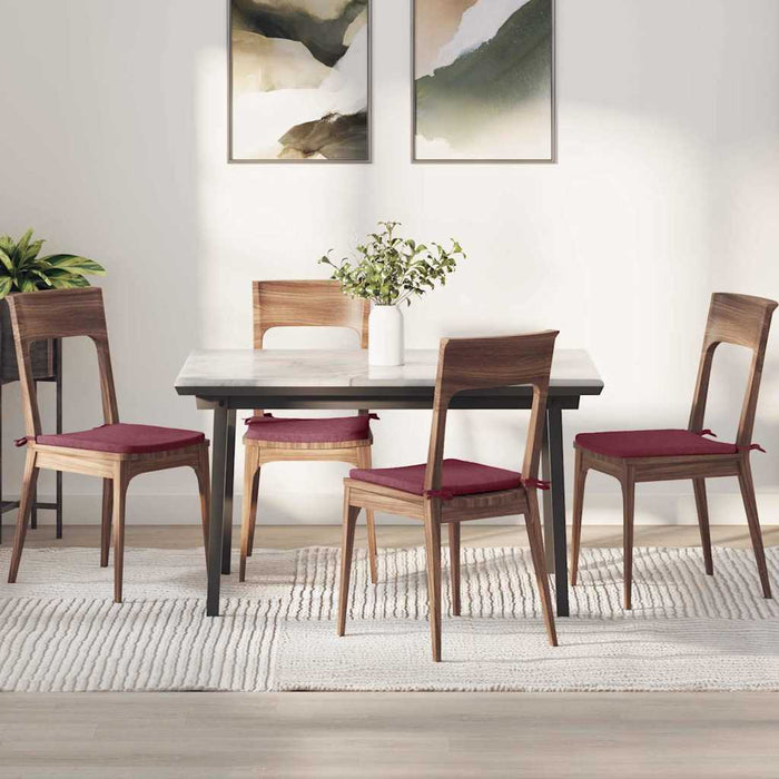 Perne de Șezut 4 pcs Roșu Vin 40 x 40 x 3 cm țesătură - WALTI WALTI